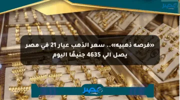 «فرصة ذهبية».. سعر الذهب عيار 21 في مصر يصل إلى 4635 جنيهًا اليوم